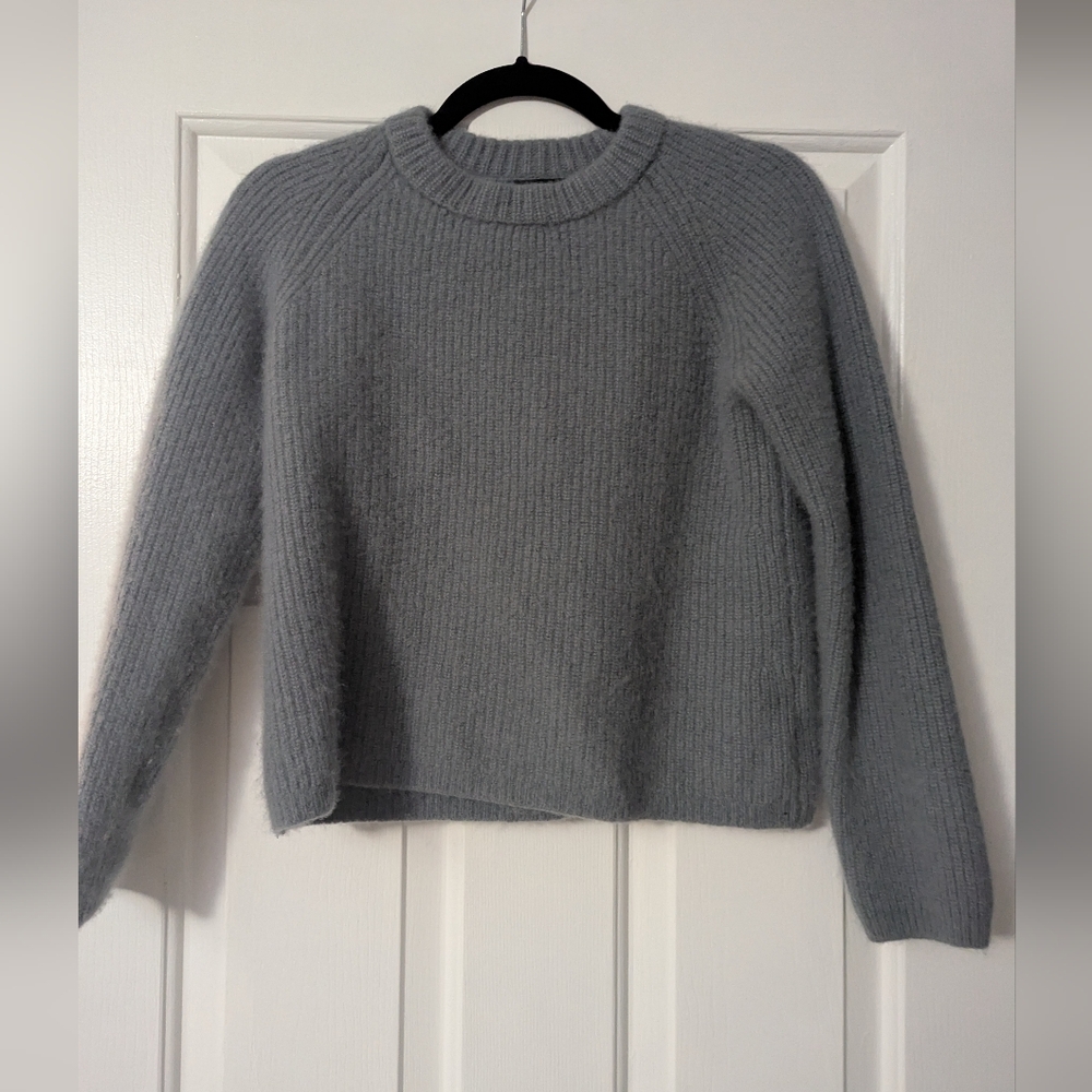 Quince Mongolian Cashmere Fisherman Crewneck Sweater In Dusty Blue